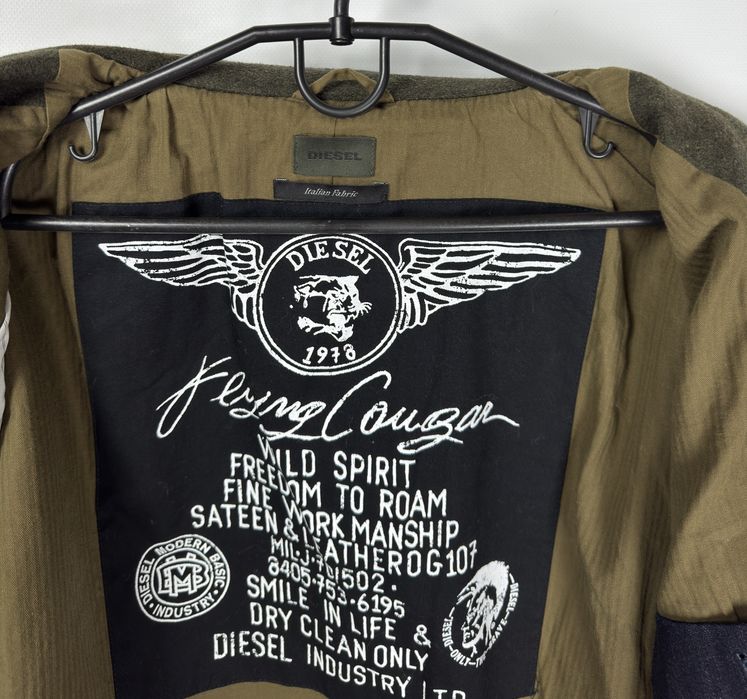 Чоловіче Пальто Бушлат Diesel (Peacoat) L Шерсть Оливковий (Вінтаж)