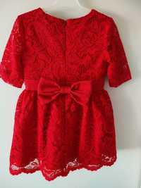 Sukienka koronkowa czerwona dla dziewczynki rozmiar 80