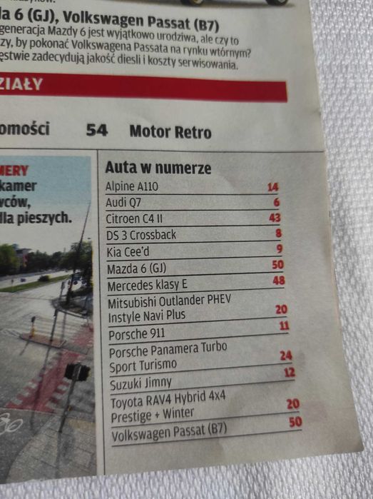 Czasopismo Motor WYSZUKAJ Auto 1/2018 Crossback DS Porsche Outlander