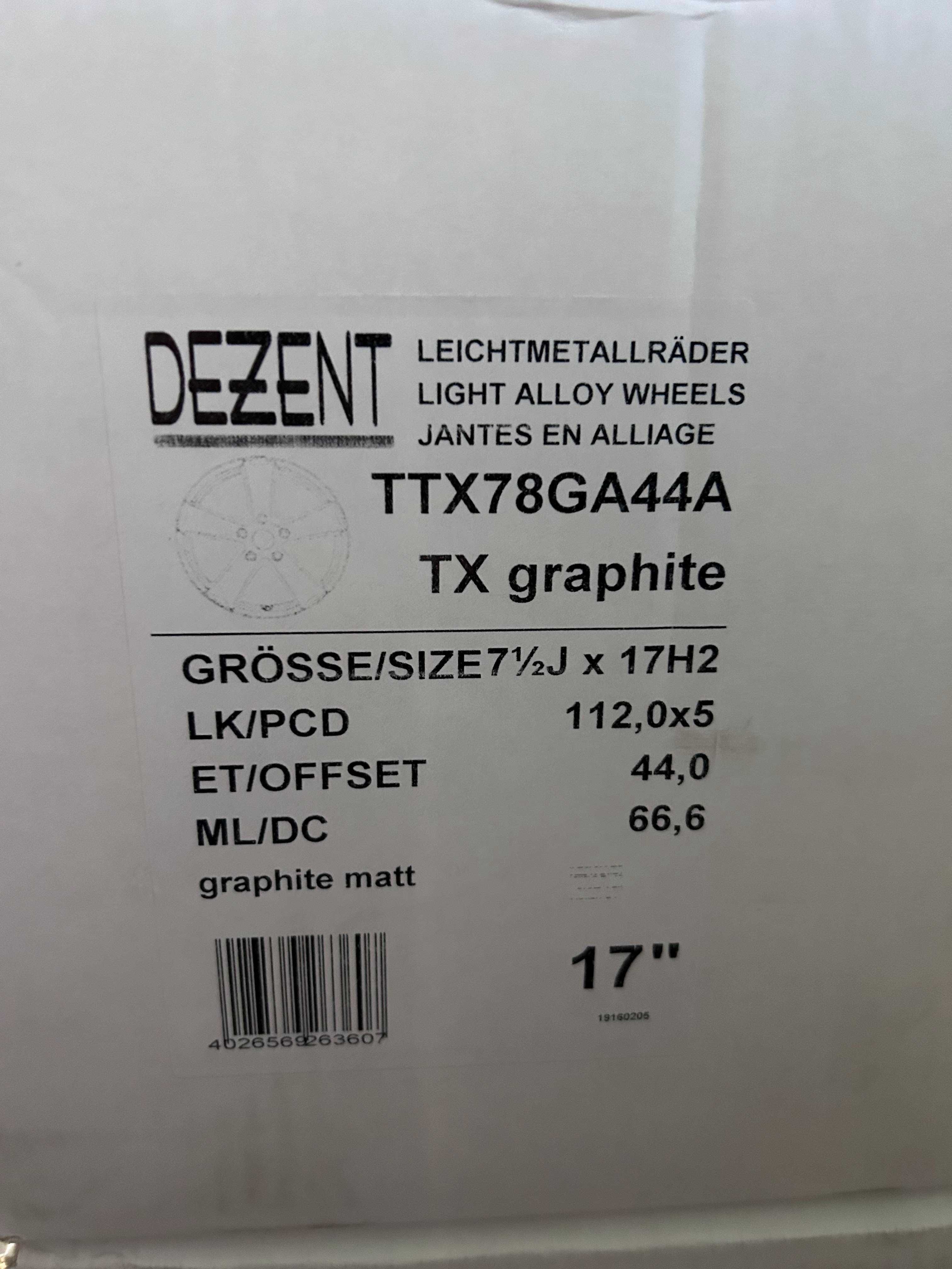 alufelgi 17 Dezent TX 5x112 VW Golf Skoda Seat Leon Audi nowe grafit