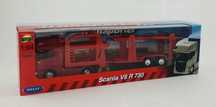 Tir Scania V8 R730 Model Welly 1:64 Czerwona Laweta
