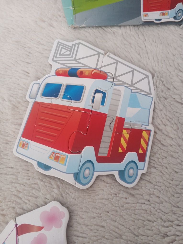 Puzzle układanka pojazdy auta samolot helikopter statek dziecko maluch