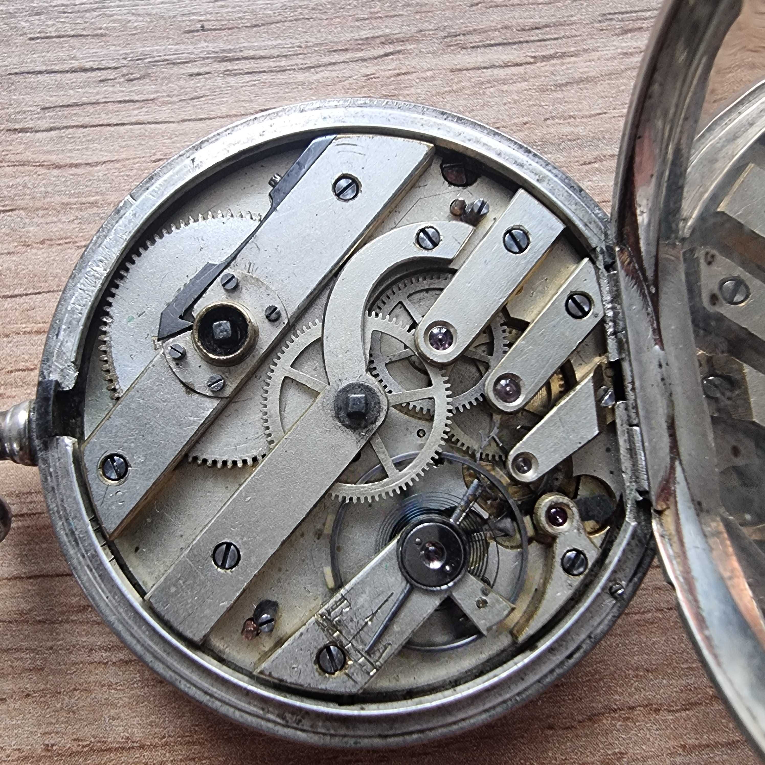 Stary Mechaniczny Nakręcany ZEGAREK KIESZONKOWY Ancre Kluczyk Srebrny