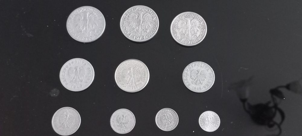 Zestaw monet z PRL. 5zł,5 zł, 2zł,1 zł ,1 zł,50gr, 20gr, 10gr,5gr,1gr