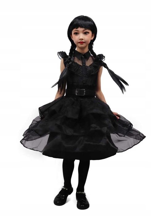 STRÓJ WEDNESDAY sukienka  122-128  M przebranie bal kostium