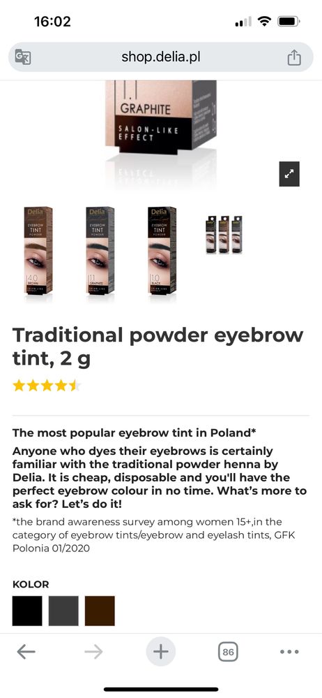 Traditional powder eyebrow tint graphite nowy