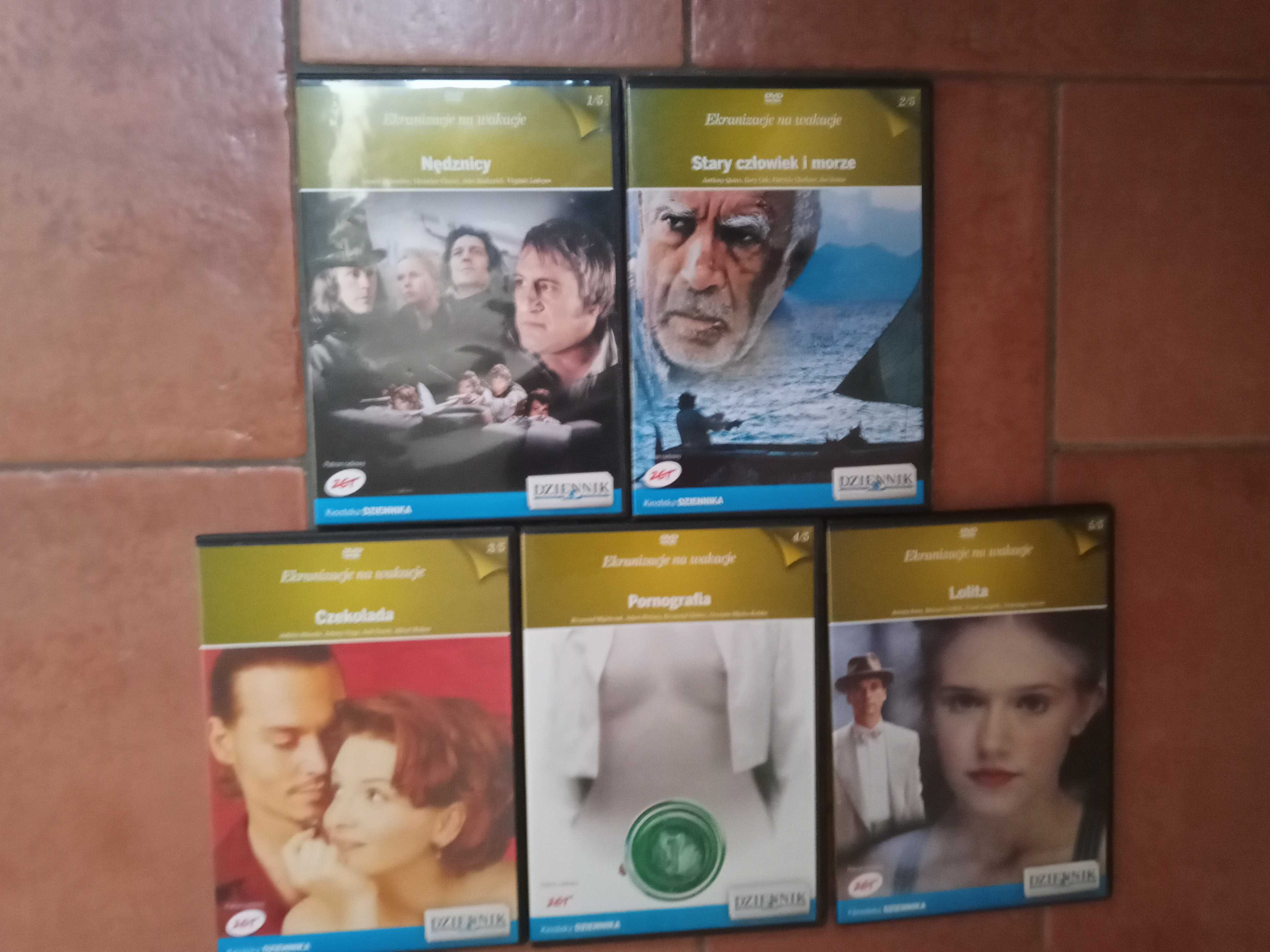 Kolekcja : "Ekranizacje na wakacje". 5 DVD. Używane, Stan bardzo dobry