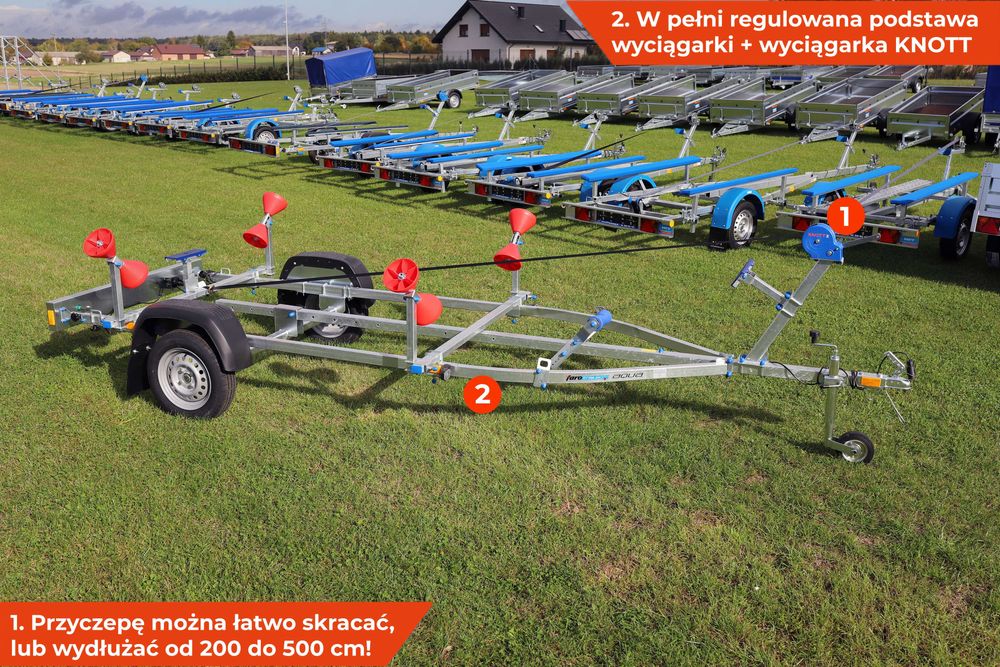 Przyczepka pod PONTON do 600cm pod łódkę łódź FARO 5.0 na pontony NOWA