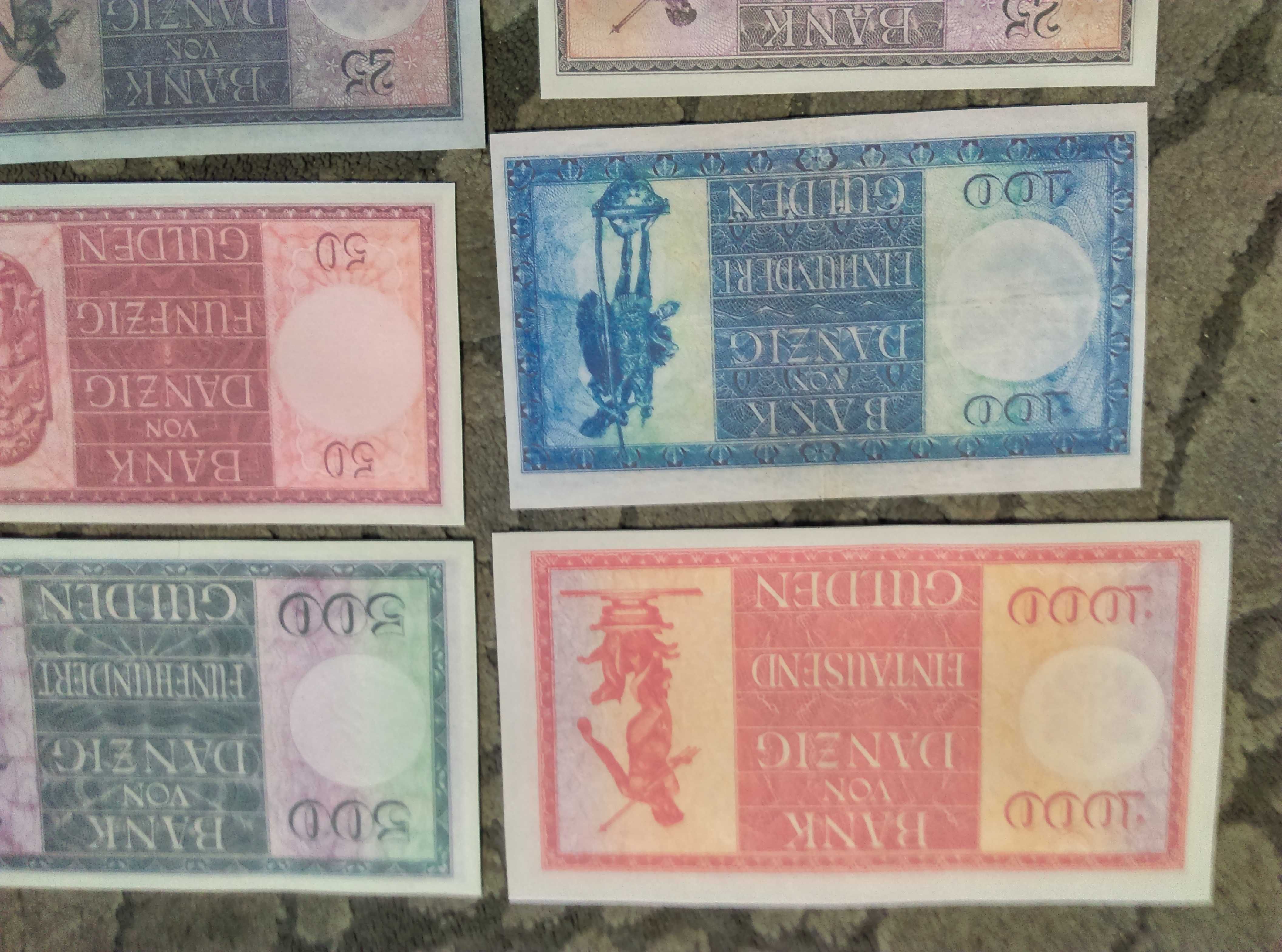 Wolne Miasto Gdańsk zestaw guldenów 16 banknotów od 1924 do 1938 roku