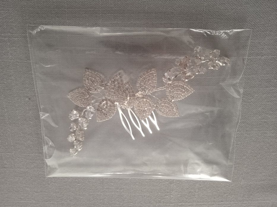 ozdoba ślubna nowa listki srebrna