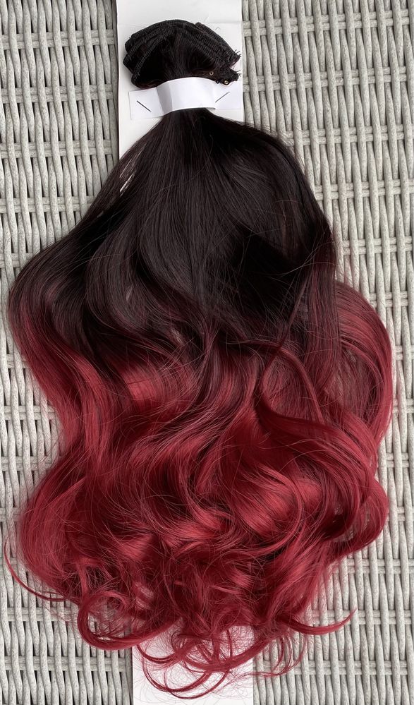 Premium Ultra włosy doczepiane, czarny / mahoń / ombre clip in ( 397 )