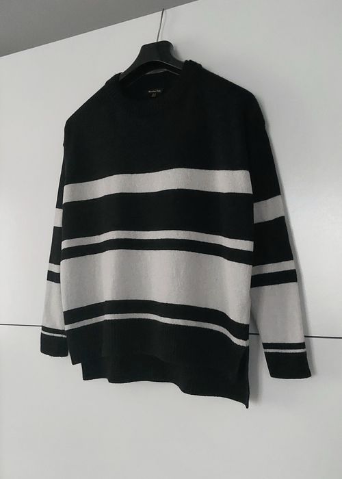 Sweter Massimo dutti 38 M w paski pasiak czarny wełniany kaszmirowy