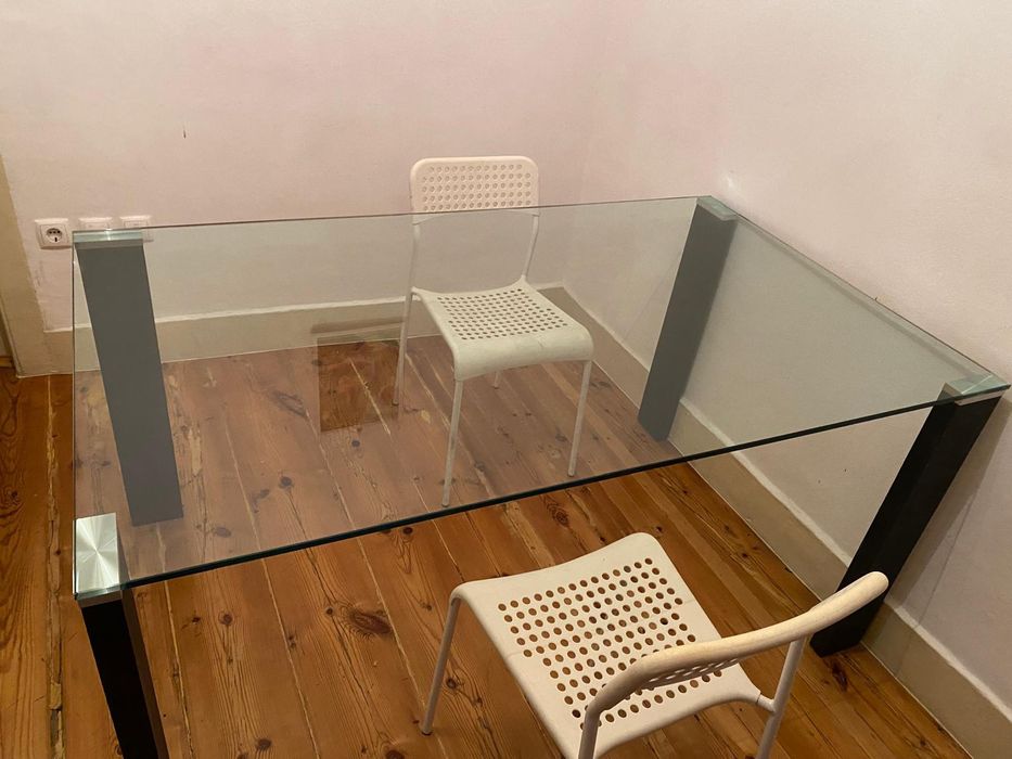 Mesa de Jantar de Vidro 6 Lugares