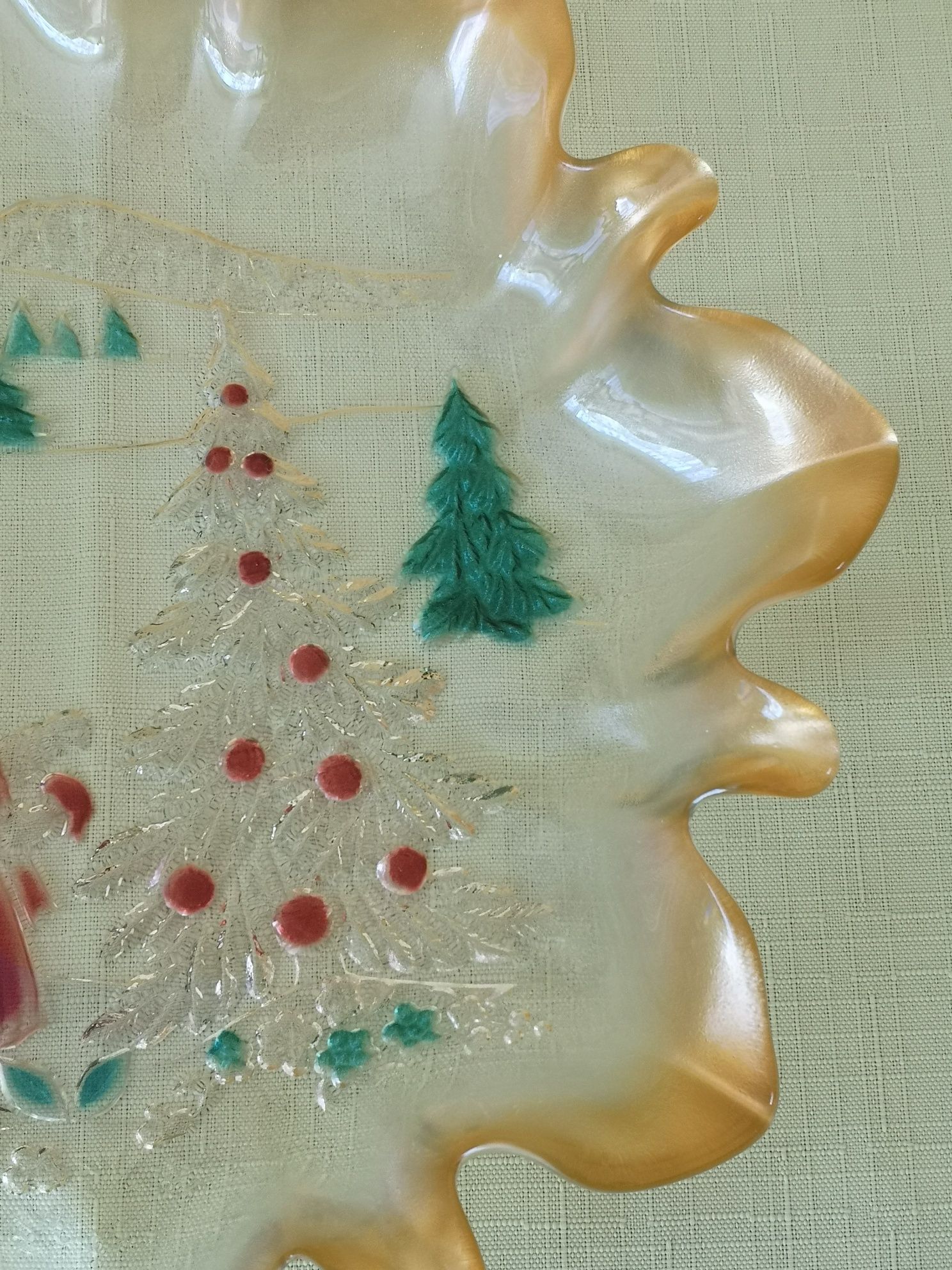 Kolorowe szklo patera talerz świąteczny wykonanie ręczne