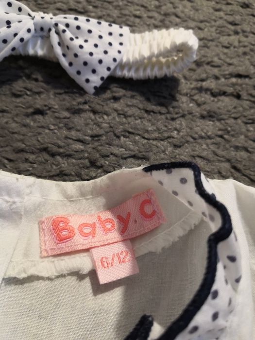 Baby c rozkloszowana sukienka dla dziewczynki zestaw komplet opaska.