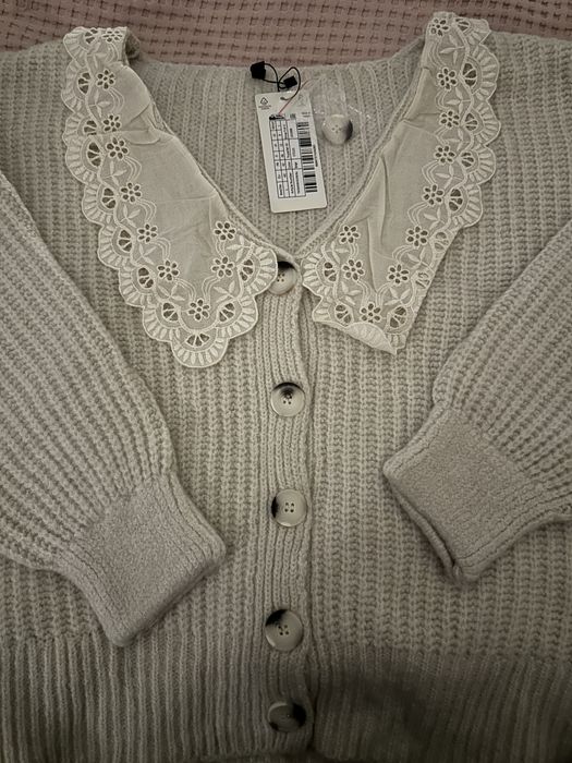 Кардиган светр НОВИЙ з біркою оверсайз бежевий з коміром