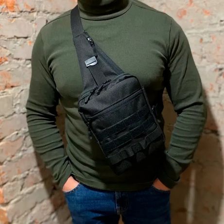 Тактическая сумка кобура, мужской мессенджер из черной кордуры, слинг