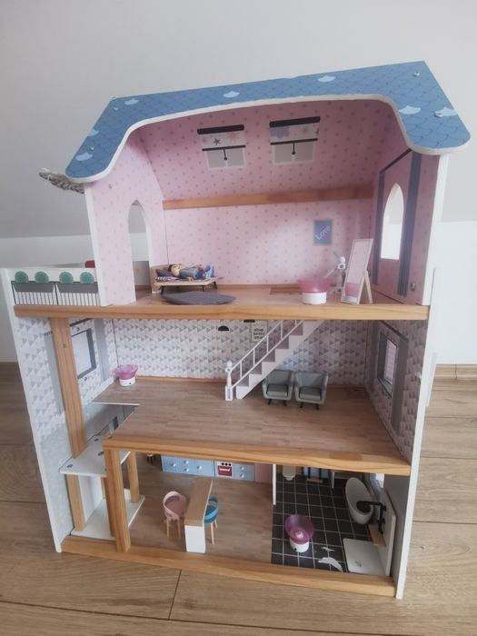 Domek dla lalek drewniany duży 80/30/60