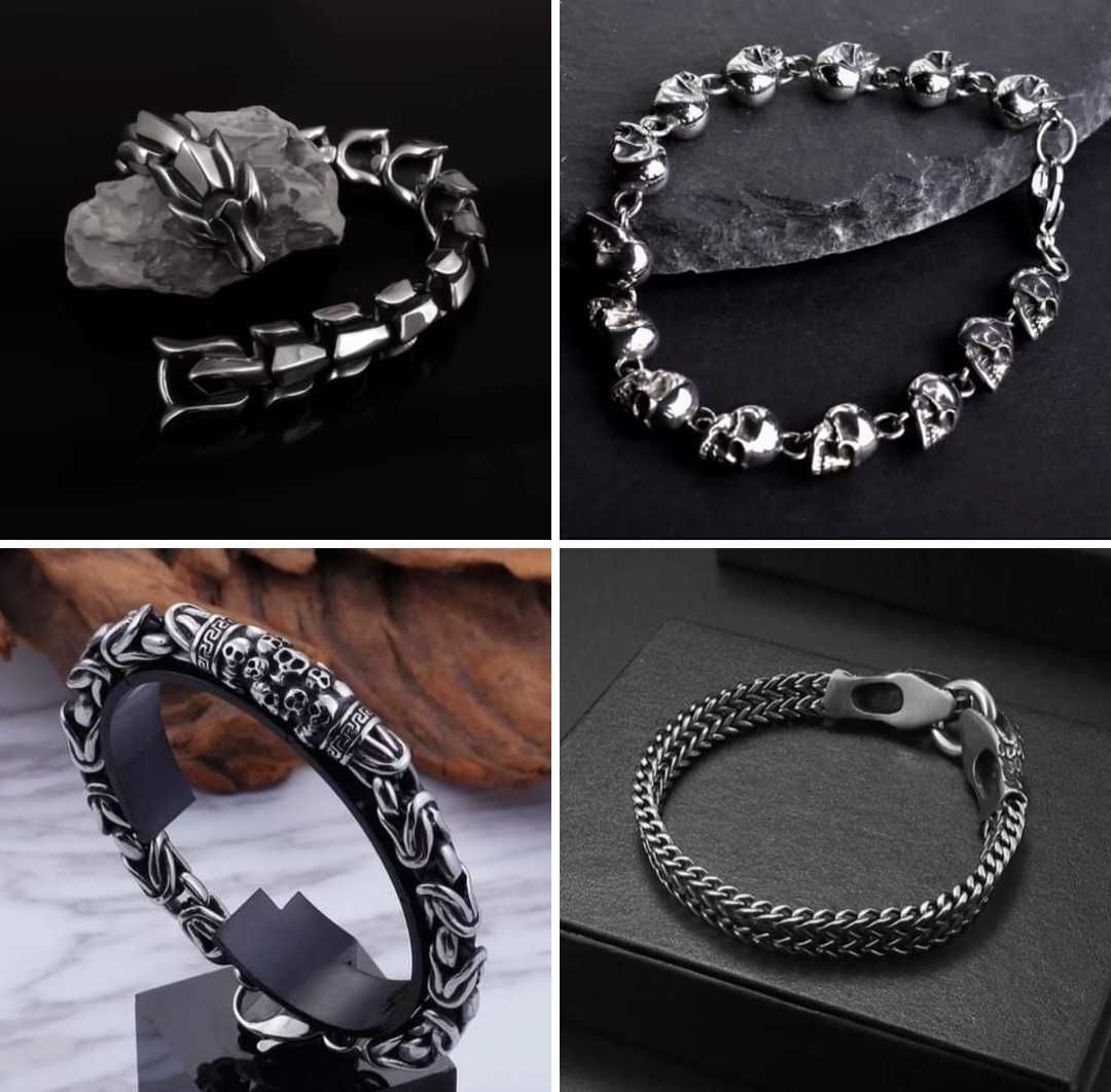 Pulseiras bracelets masculinas cobra dragão caveiras