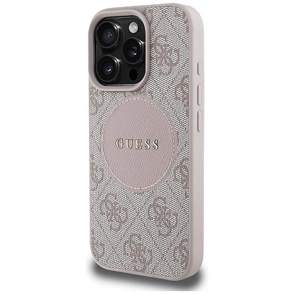 Etui Guess 4G Circle Classic Logo MagSafe na iPhone 16 Pro - różowe