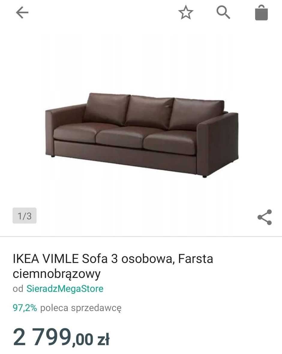 Sofa 3-osobowa NOWA, kanapa, wzmacniane podłokietniki