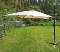 Parasol ogrodowy 245 x 245 cm beżowy MONZA II z podstawą