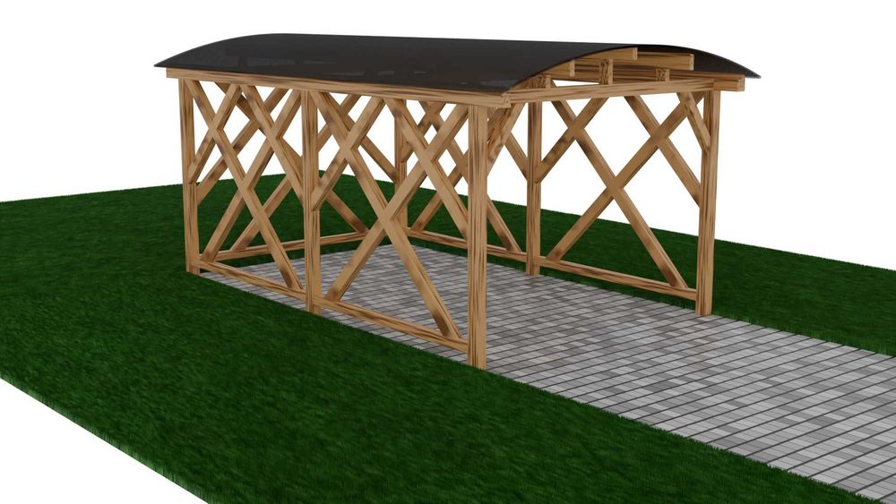 wiata carport, jeden samochód poliwęglan dymiony