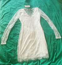 Biała koronkowa ołówkowa sukienka ślub NA-KD Nothing 38 M 40 L NOWA