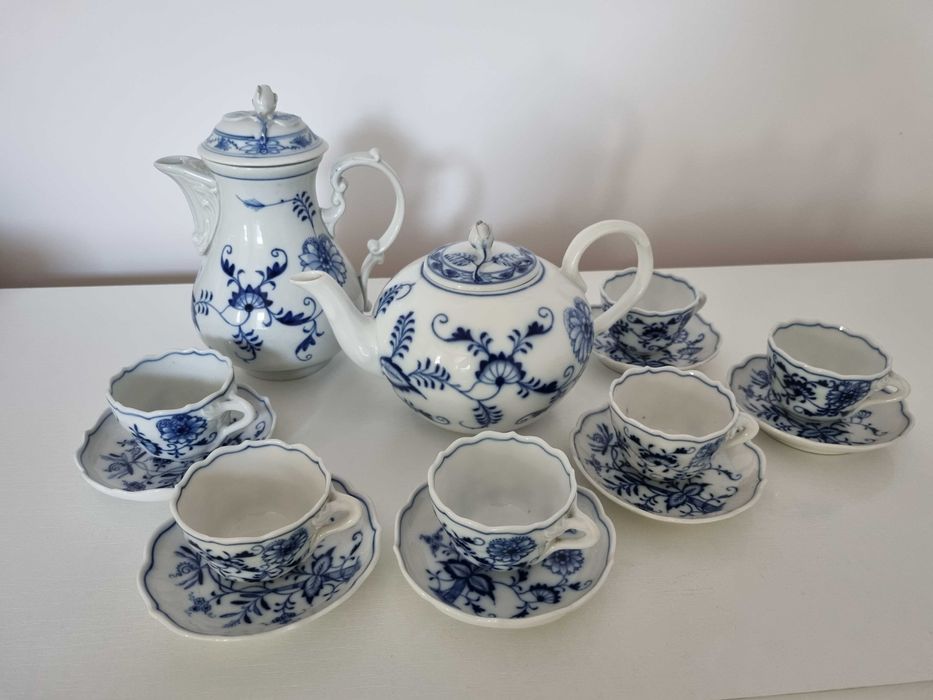 Stary Serwis do Kawy mokki Meissen/Miśnia Wzór Cebulowy