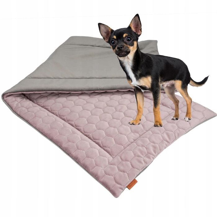 mata dla małego psa yorka chihuahua shih tzu 50x50 cm różowa pikowana