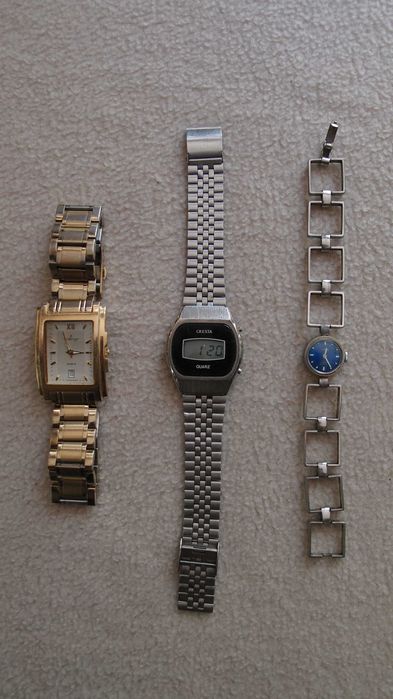 3 szwajcarskie zegarki Challenger, Cresta, Tourist, lata 70te