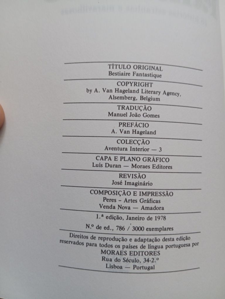 Bestiário Fantásticob de Jean Ray e Jonh Flandres 1 edição de 1978  ed