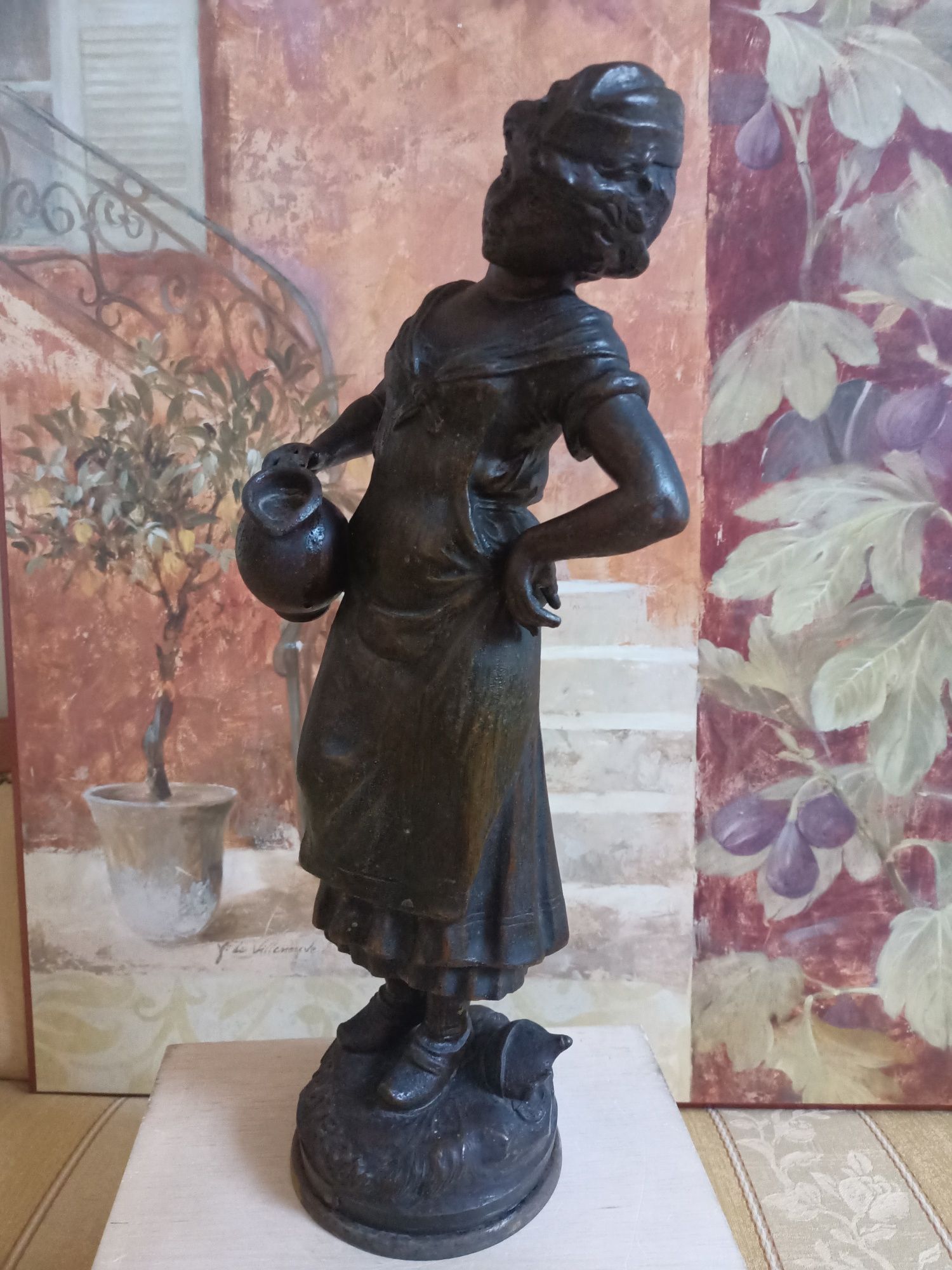 Zabytkowa rzezba,figura, kobieta, sygnowana, Francois Moreau,XIXw.