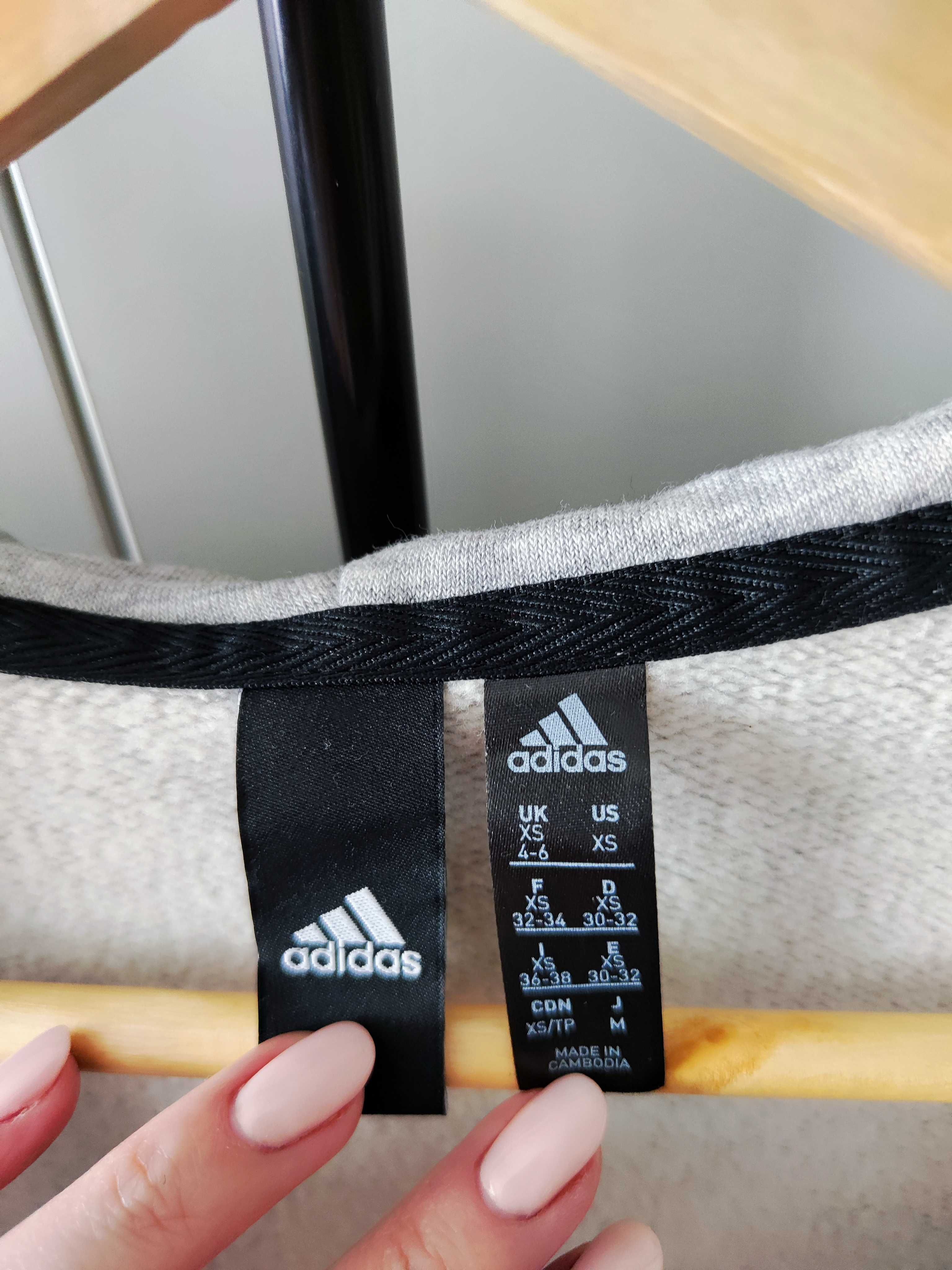 Szara bluza adidas,suwak, xs