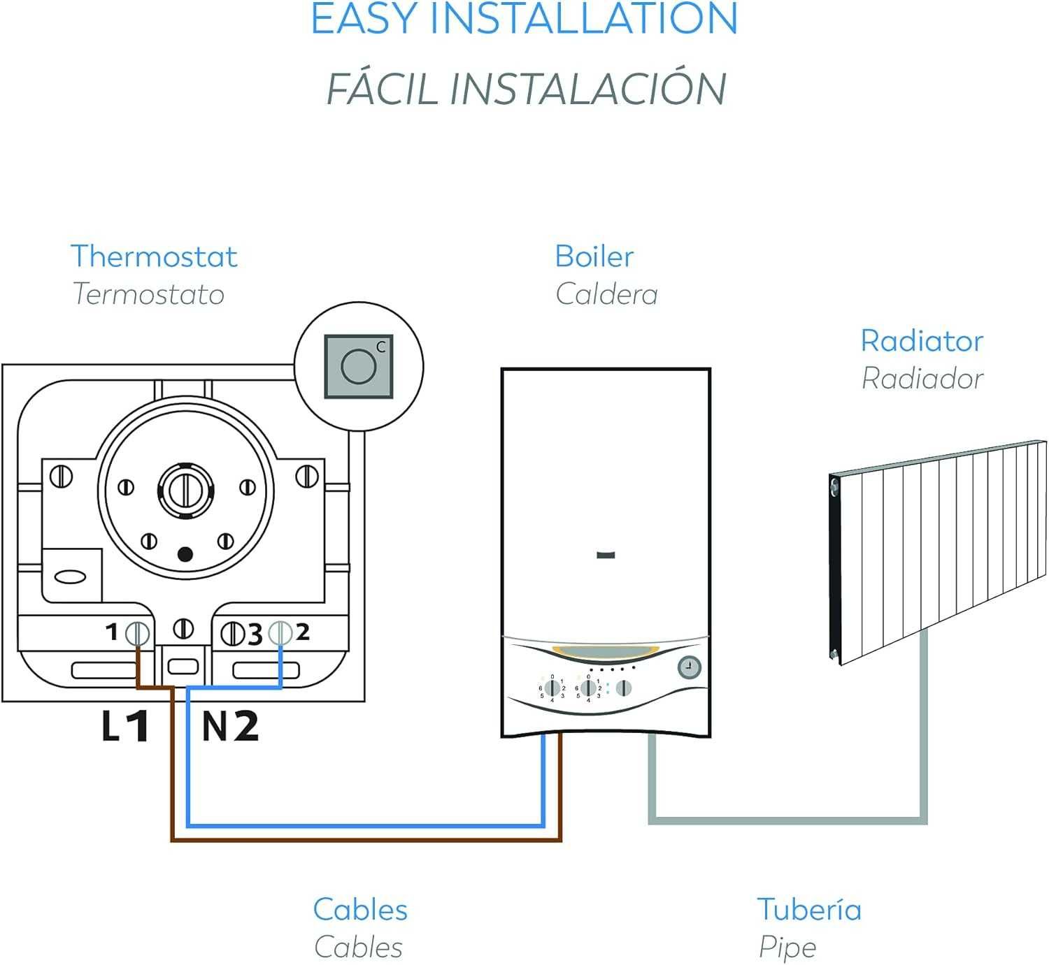 termostato regulável, Garza, caldeira aquecimento, novo