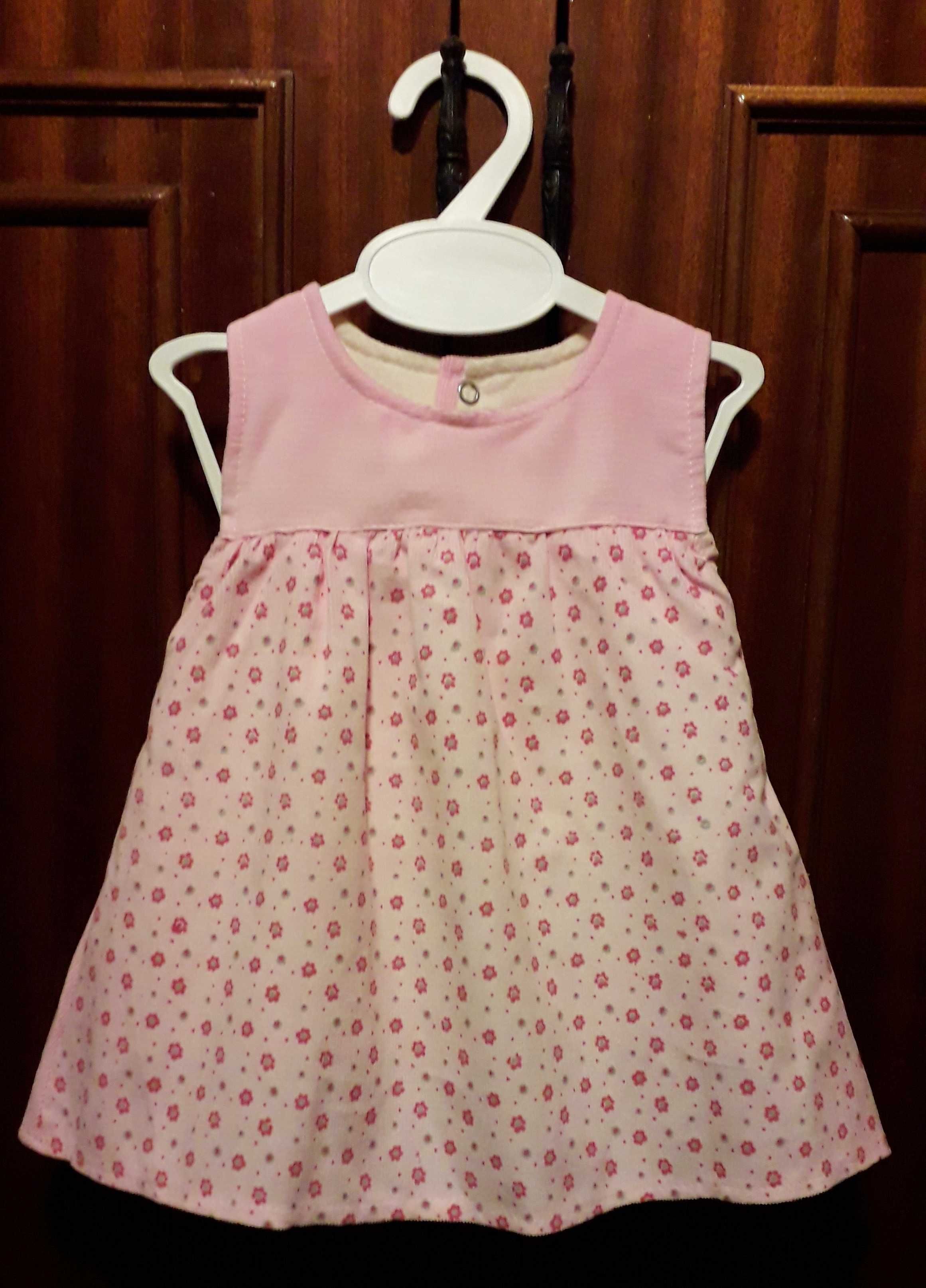 Vestido Cor-de-Rosa + Camisa – 2 meses. Novo!