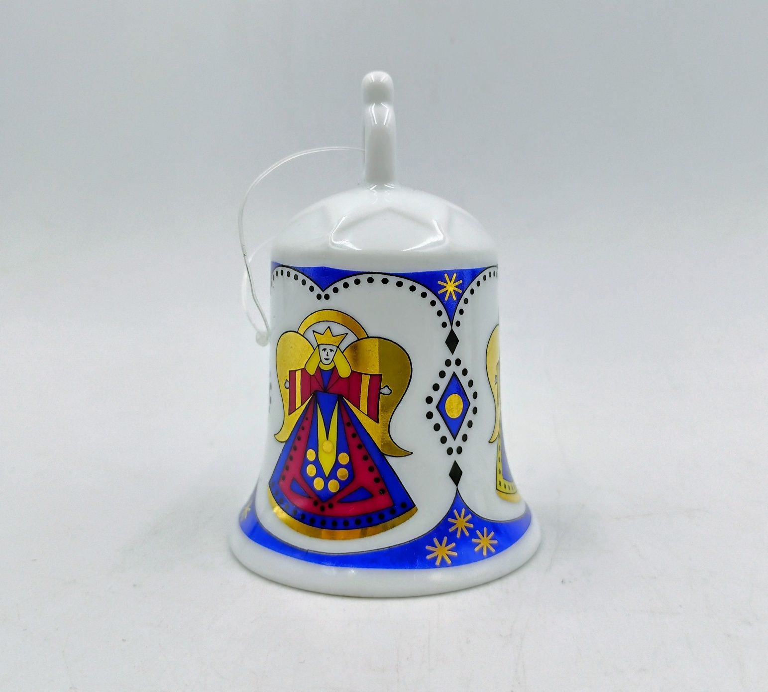 Dzwonek porcelanowy bombka anioł świąteczna porcelana retro złocony