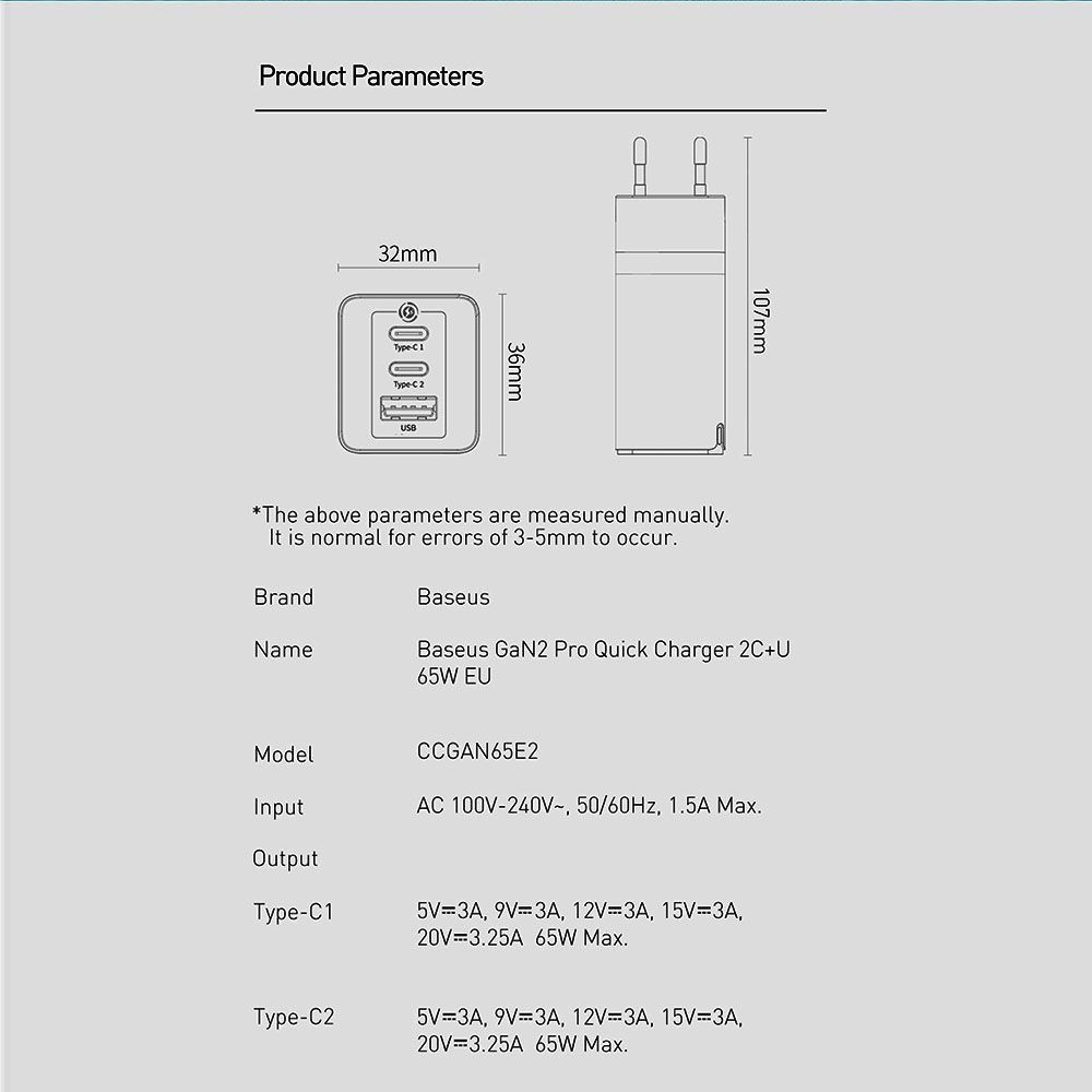 Зарядное BASEUS GaN3 PRO 65W зарядка ноут Apple Macbook Air Pro Xiaomi