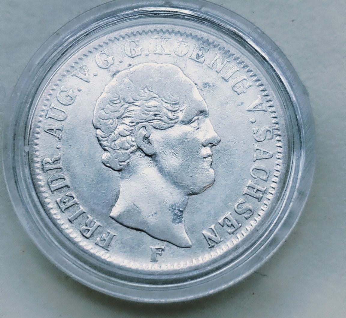 Saksonia 1/6 Talara 1850 r Fryderyk August srebro rzadka