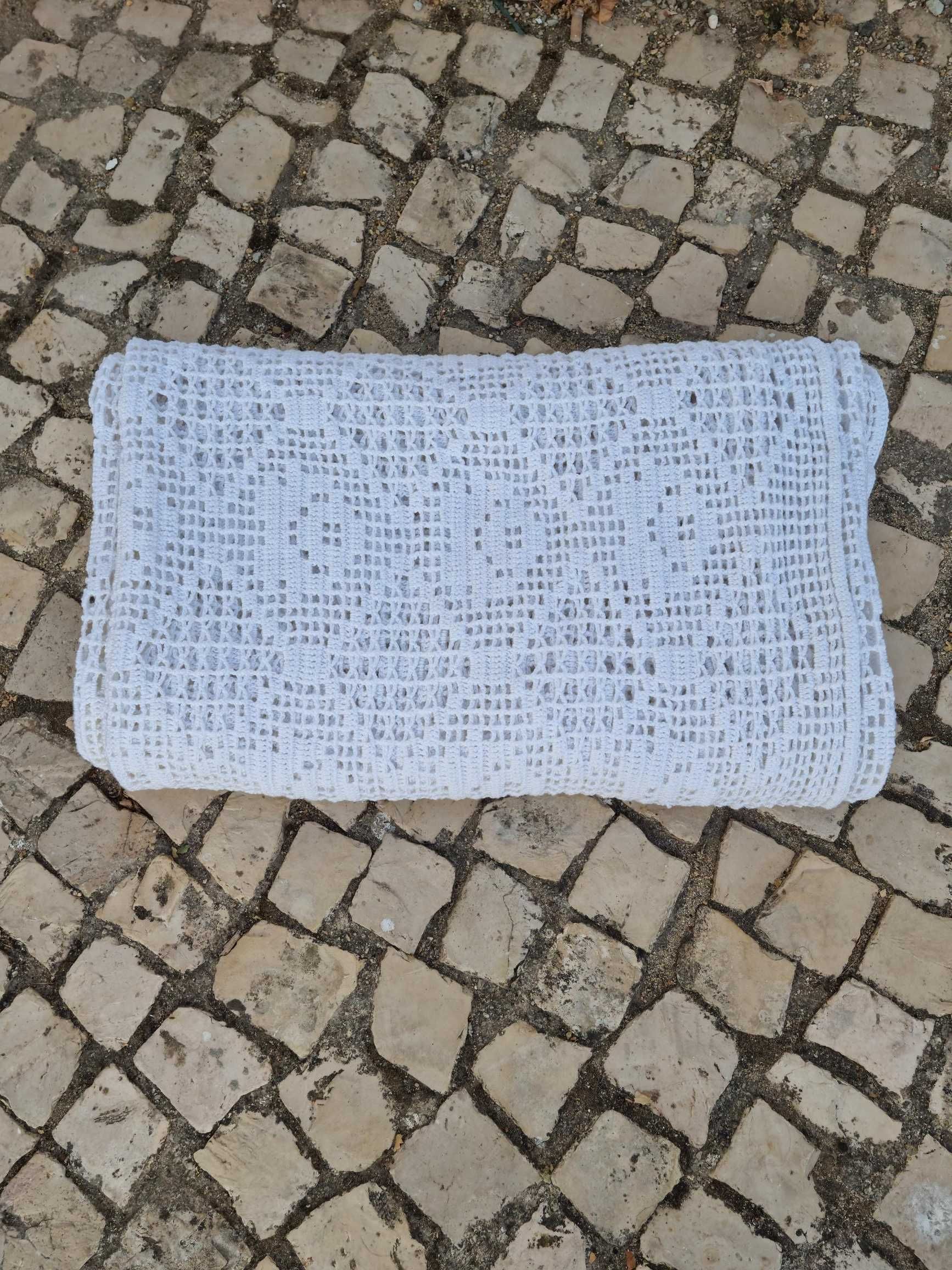 Colcha de Crochet branca, feita à mão