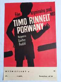 Plakat filmowy Timo Rinnelt Porwany 1971 Prl Vintage Oryginał