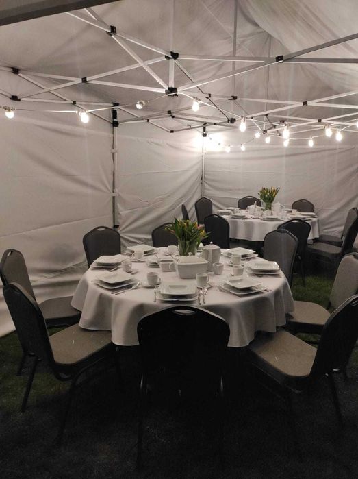 Wynajem namiotów plenerowych, stołów, krzeseł, zastawy