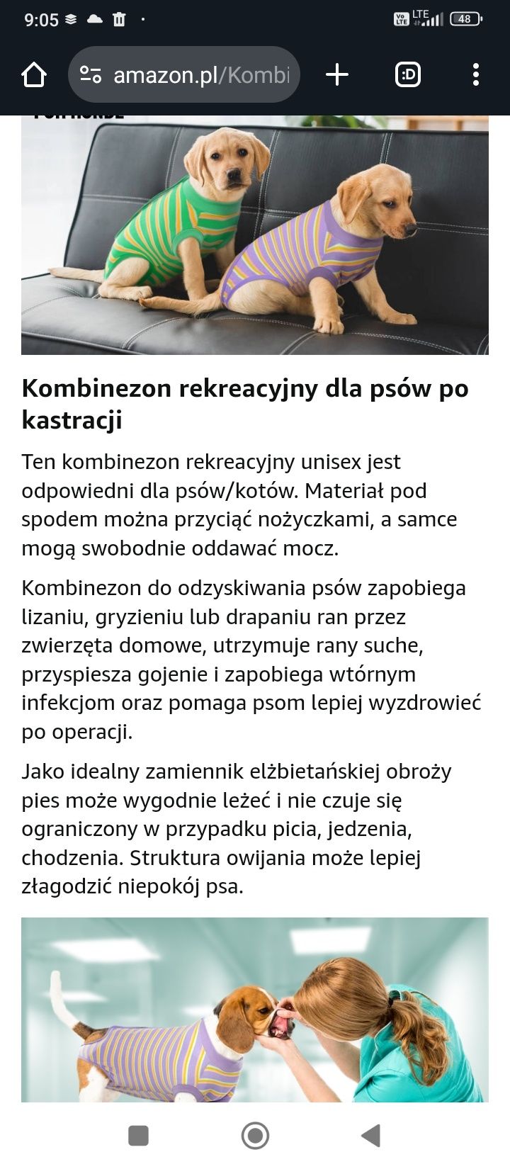 Kombinezon body dla psa po kastracji L