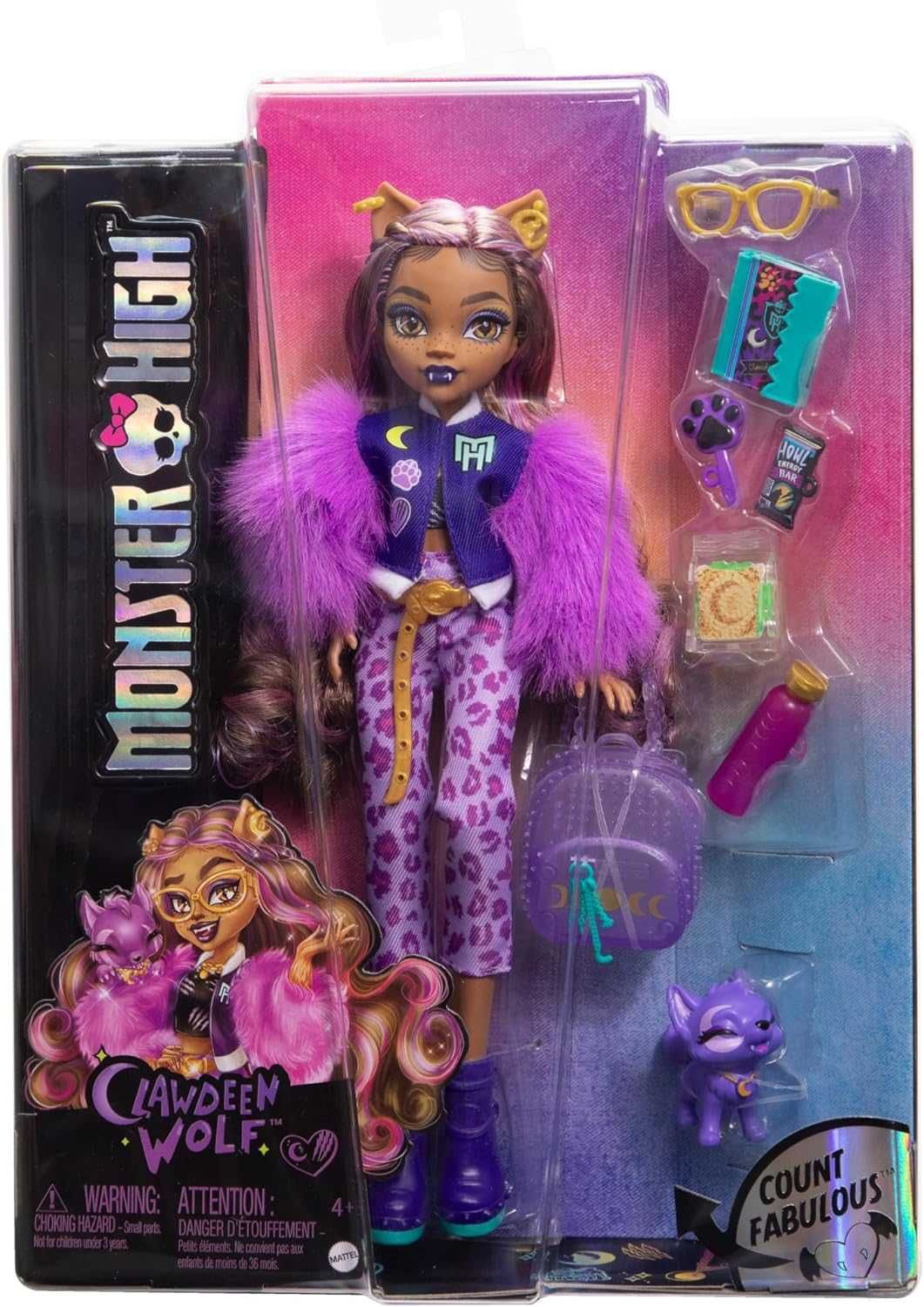 Monster High Clawdeen Wolf Doll with Pet Dog Crescent клодин вульф