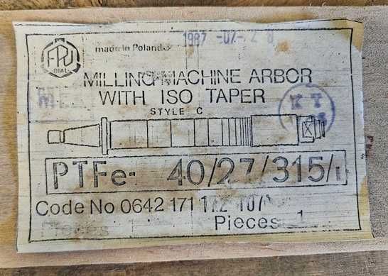 Trzpień frezarski wrzeciono PTFe 40/27/315