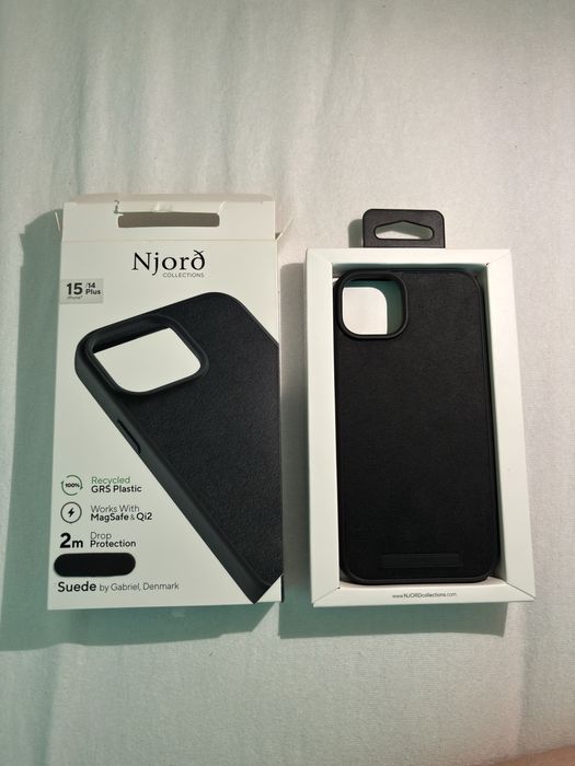 Iphone 15 plus case czarny zamsz Njord