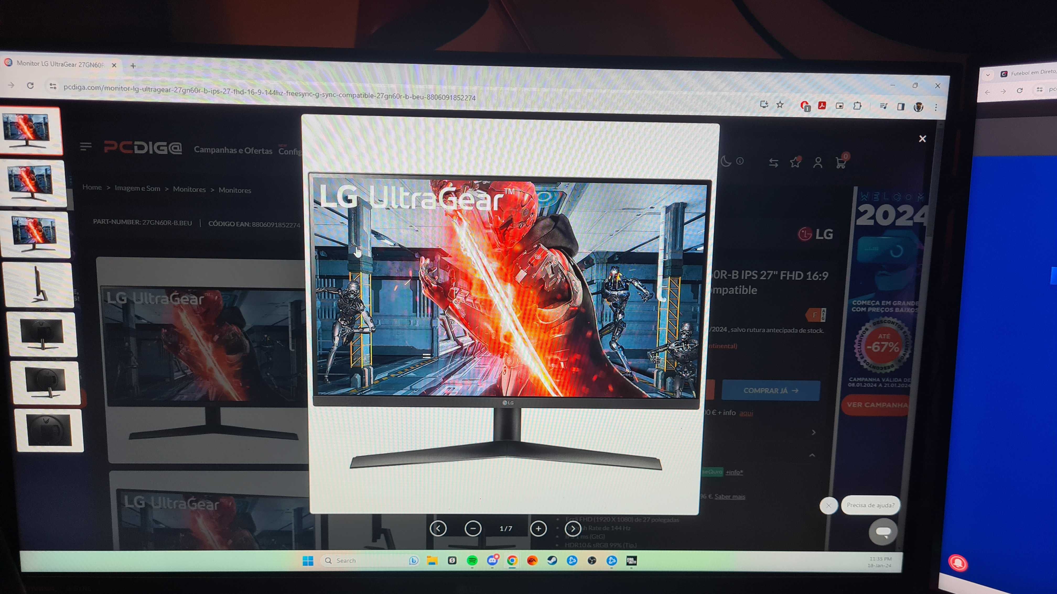 Monitor LG 144hz 27 Polegadas! Mt Estimado!