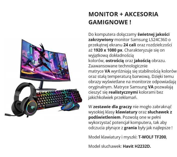 komputer zestaw gamingowy  i7 GTX1650 32GB SSD WIN10