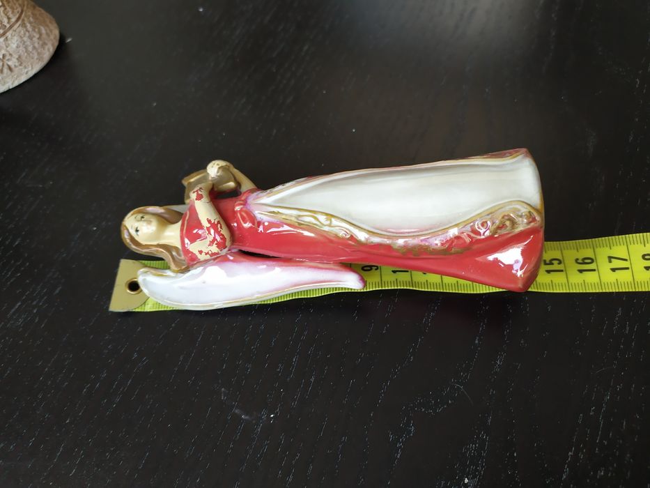 Anioł ceramiczny porcelanowy ręcznie malowany 14cm