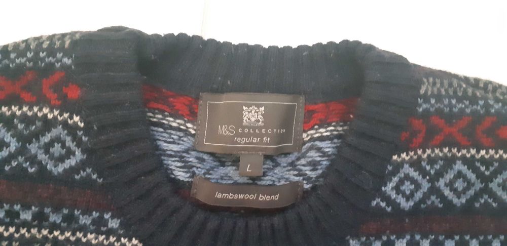 Светр, свитер мужской ,кофта полувер 50-52 . Шерстяний.Стан нового.M&S